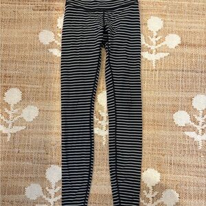Lululemon Athletica Black and White Striped Leggings